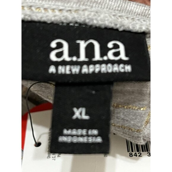 A.N.A Long Sleeve‎ Knit Gray and Gold  NWT Womens Subtle Striped XL top - Picture 13 of 14
